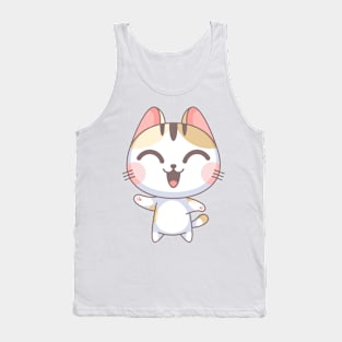 He cute cat waving his hand while laughing Tank Top